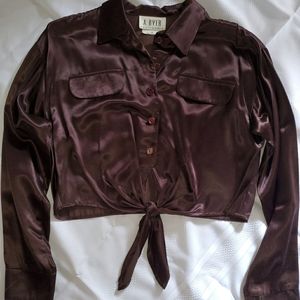 A. Byer California long sleve tied crop top